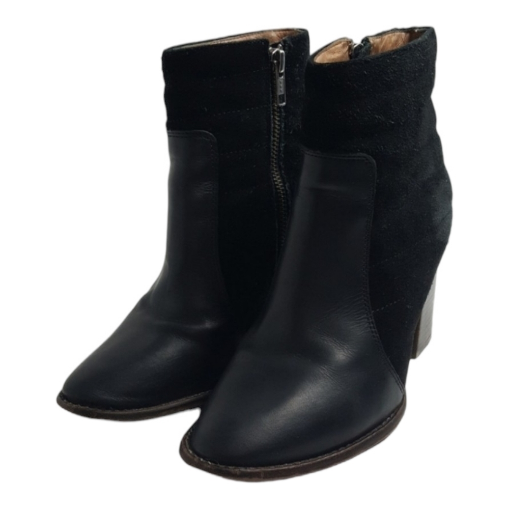 Madewell Quilted Suede Leather Stacked Heel Bootie 6.5